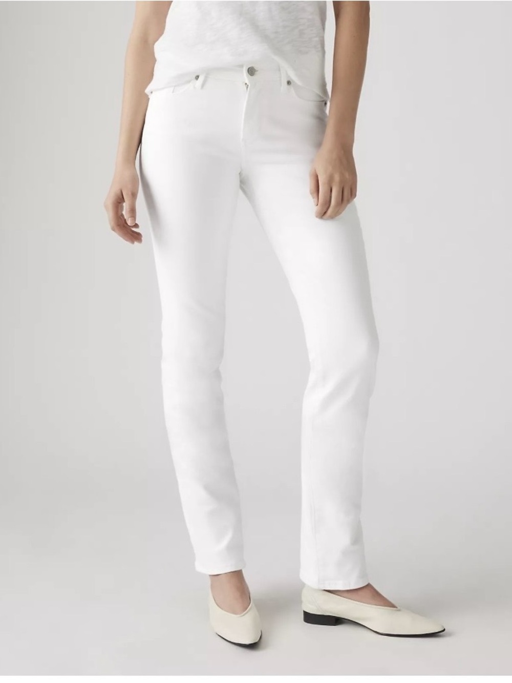 NFS Levi’s Classic Straight White Jeans Midrise Women’s 28 (6) NWT Stretch denim
